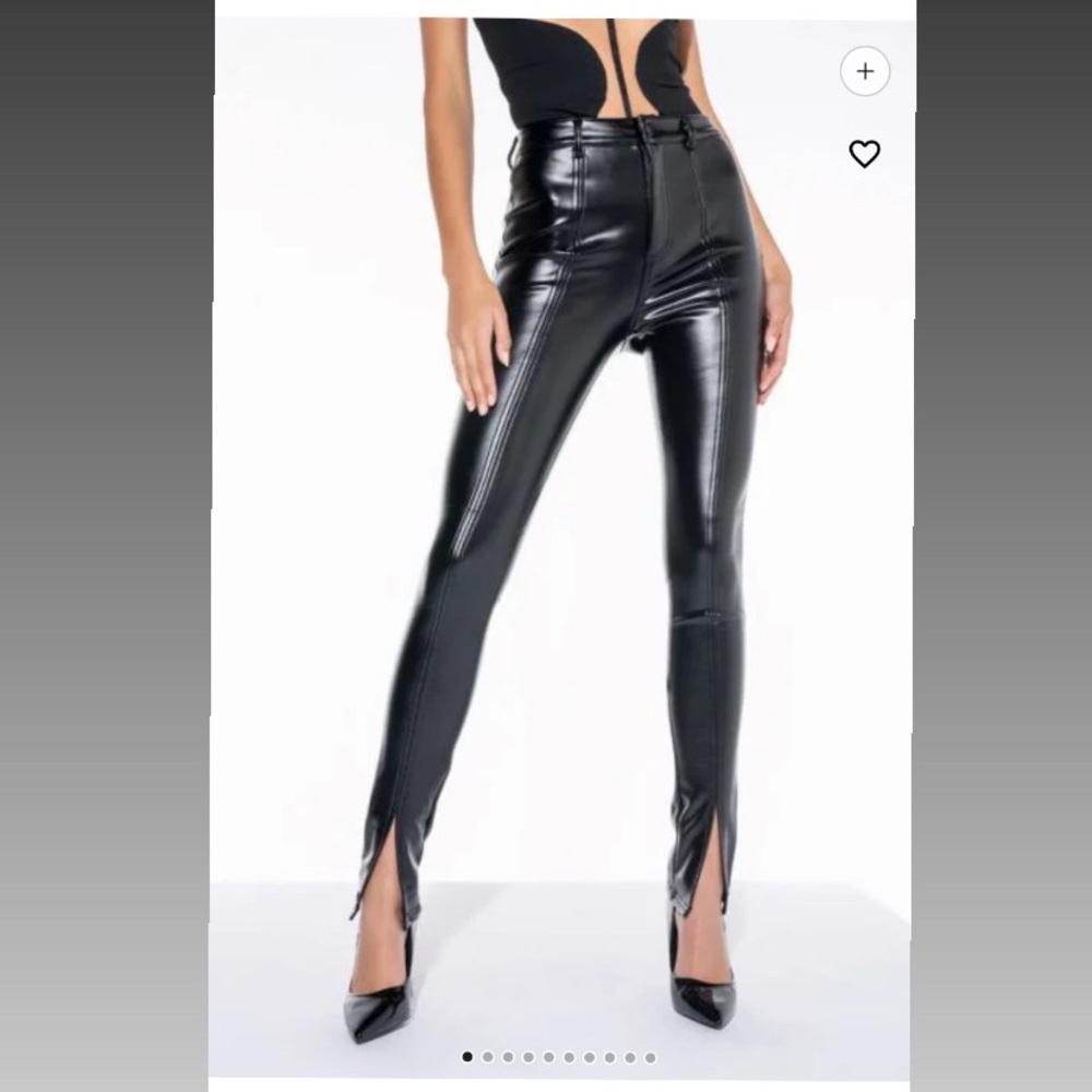 The AKIRA Label Te Quiero Leather Skinny Pants with slit